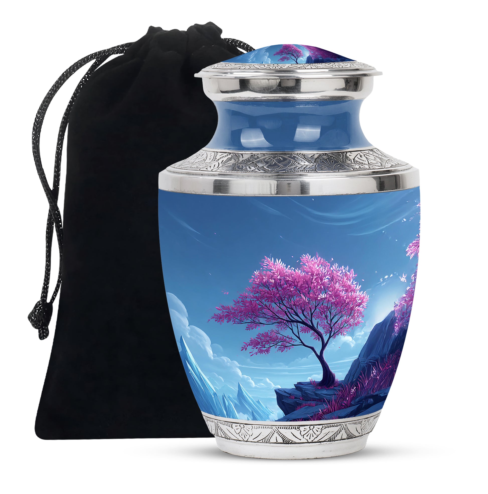 Pink Blossom Tree Cremation Urn - Beautiful Funeral Urn For Female