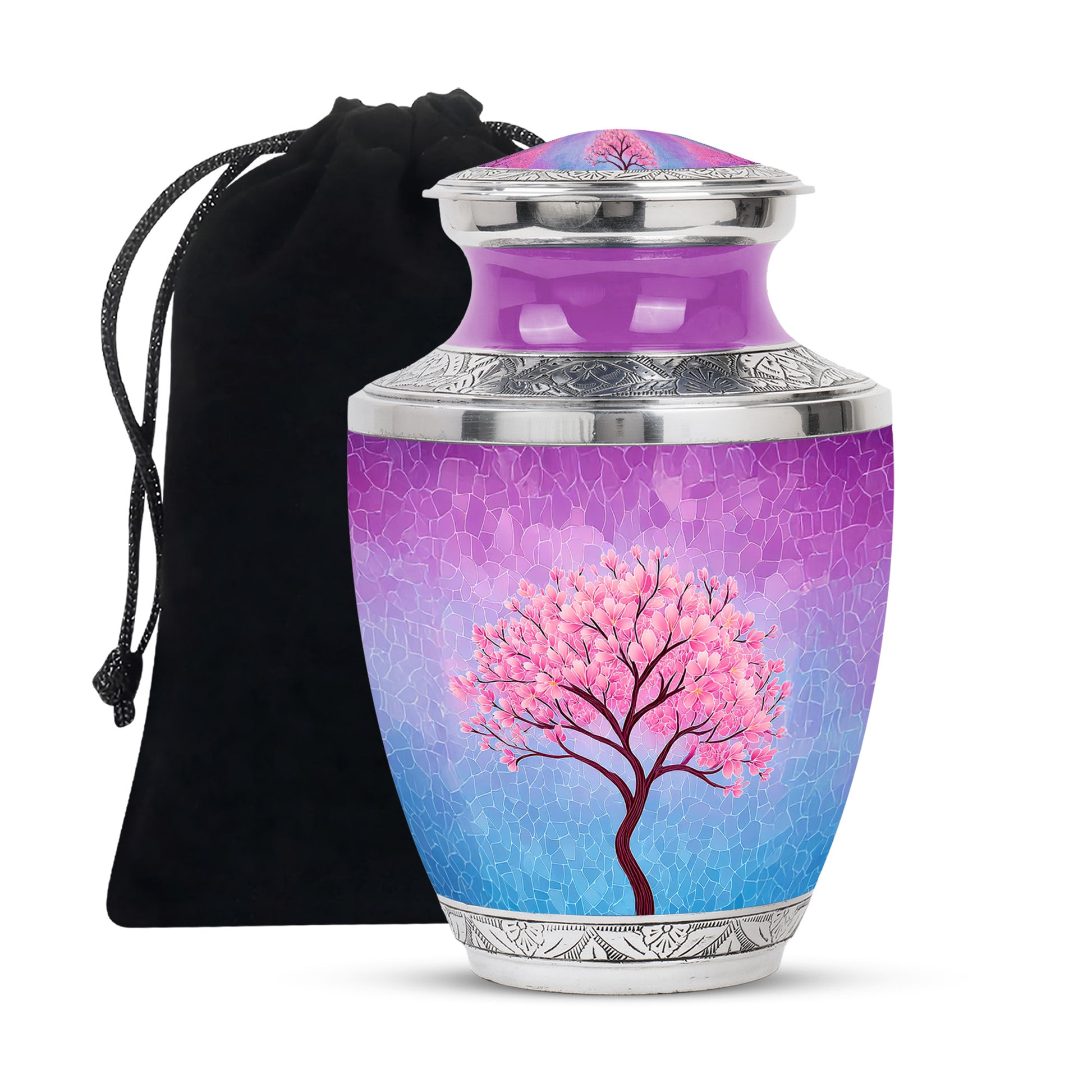 Pink Blossom Tree Cremation Urn - Artistic Memorial Urn For Female