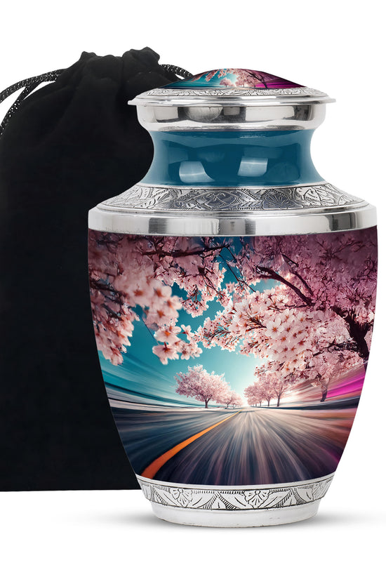 Cherry Blossom Cremation Urn - Road Funeral Urn For Loved Ones