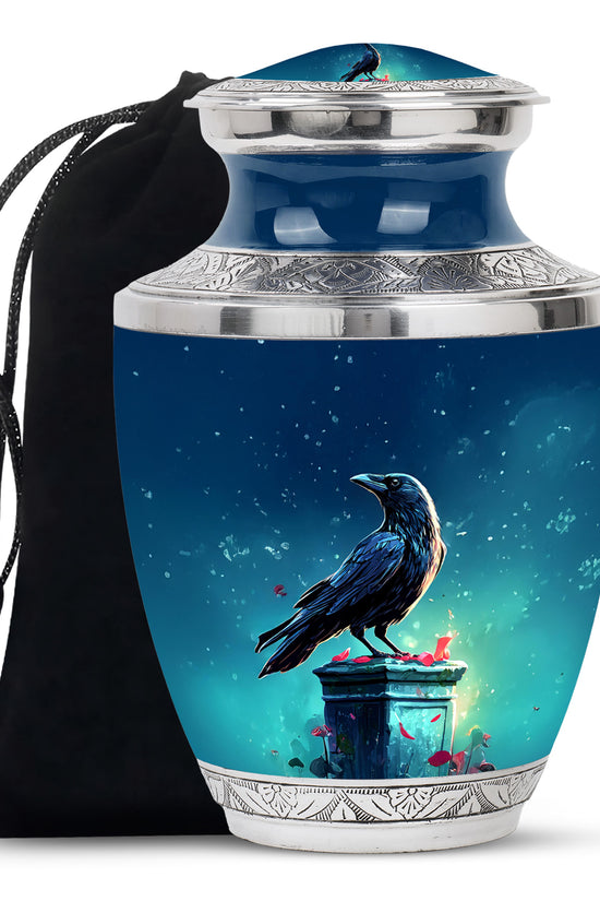 Black Raven Memorial Urn - Unique Funeral Urns For Human Ashes