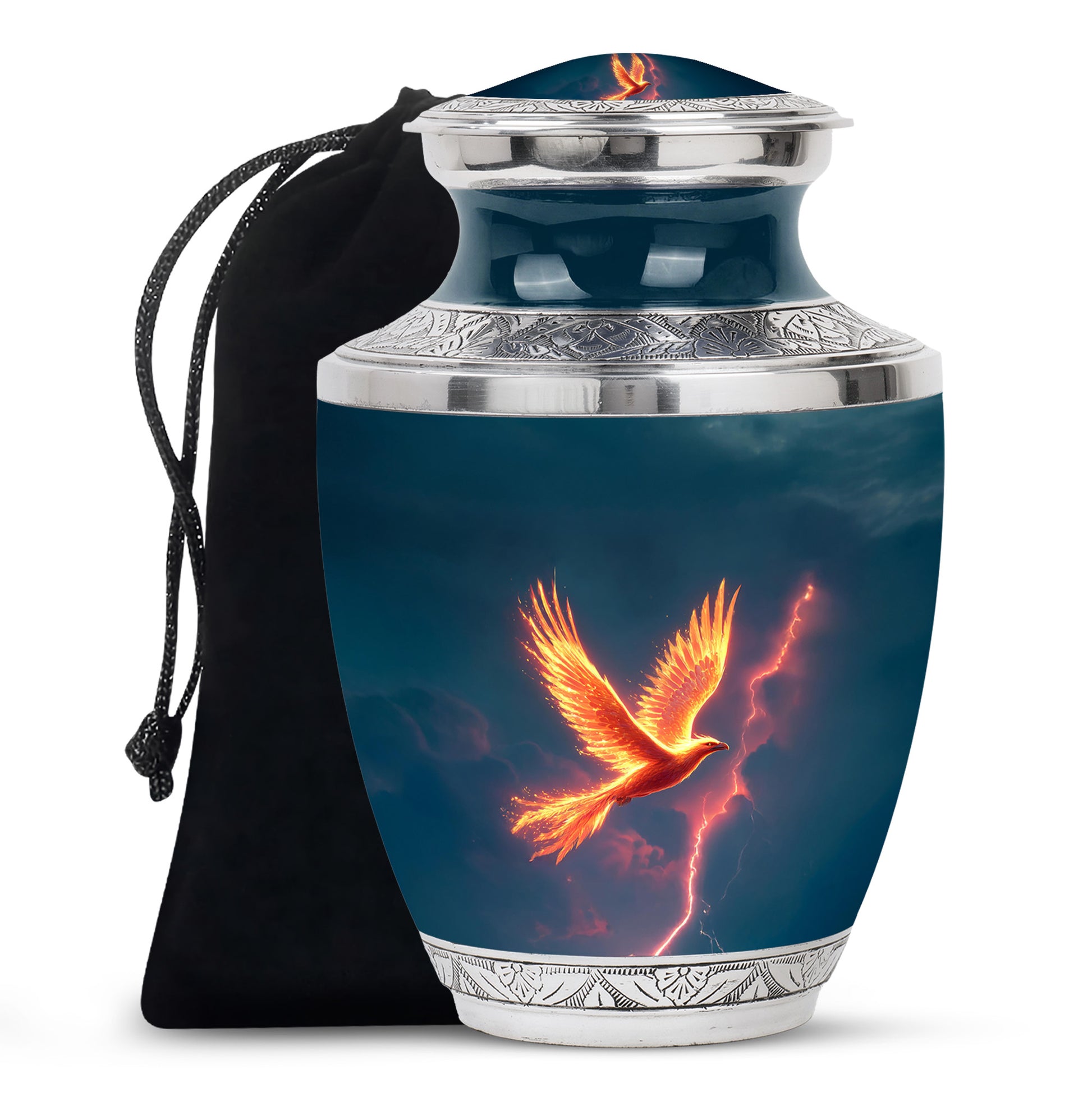 Flaming Phoenix Cremation Urn - Storm Bird Funeral Bird For Burial
