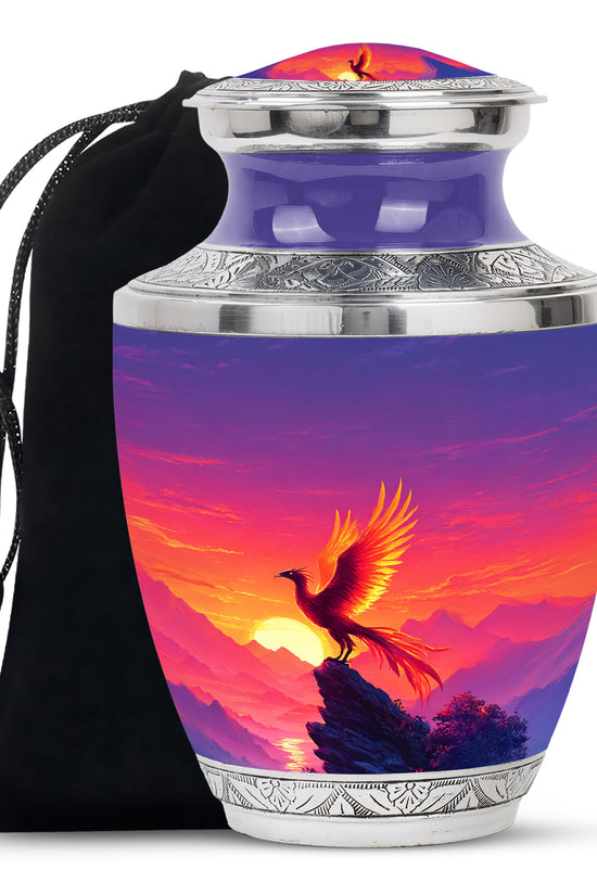 Phoenix Sunset Memorial Urn - Flaming Bird Cremation Urn For Male & Female