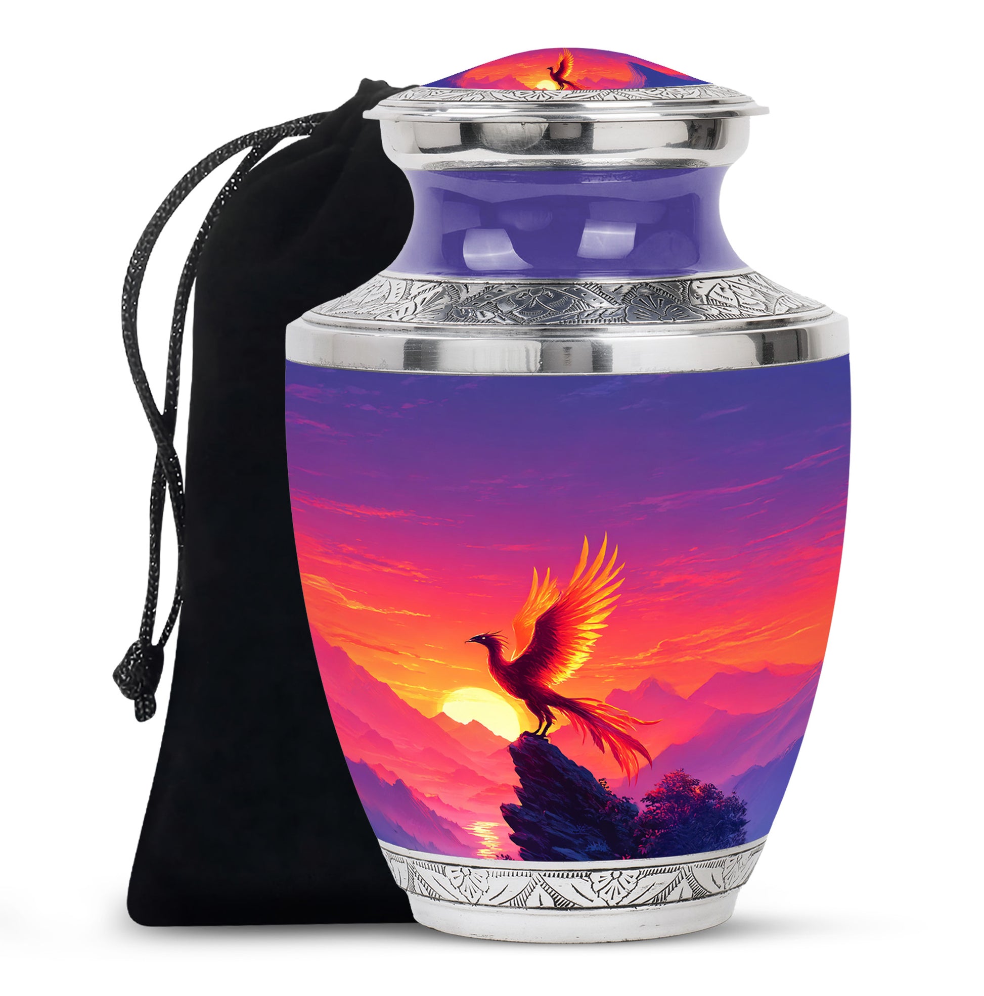 Phoenix Sunset Memorial Urn - Flaming Bird Cremation Urn For Male & Female