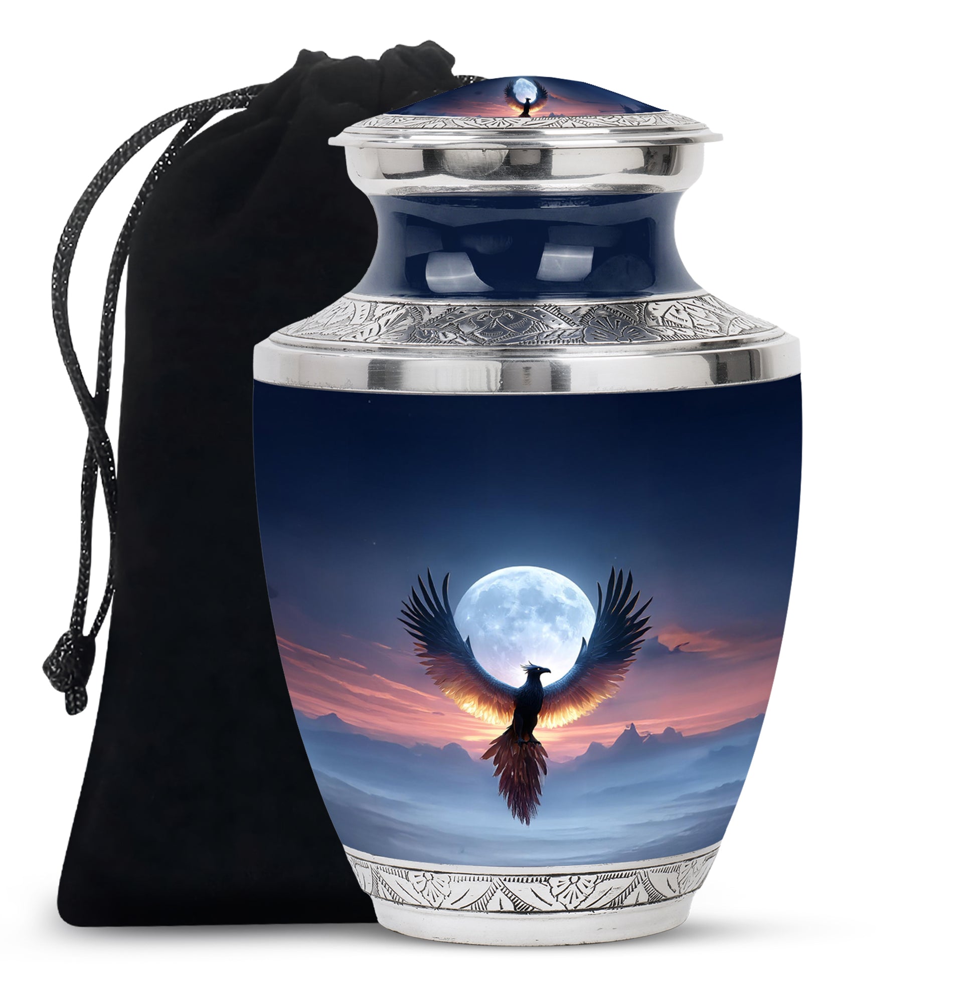 Moonlight Phoenix Memorial Urn - Night Sky Cremation Urn For Ashes