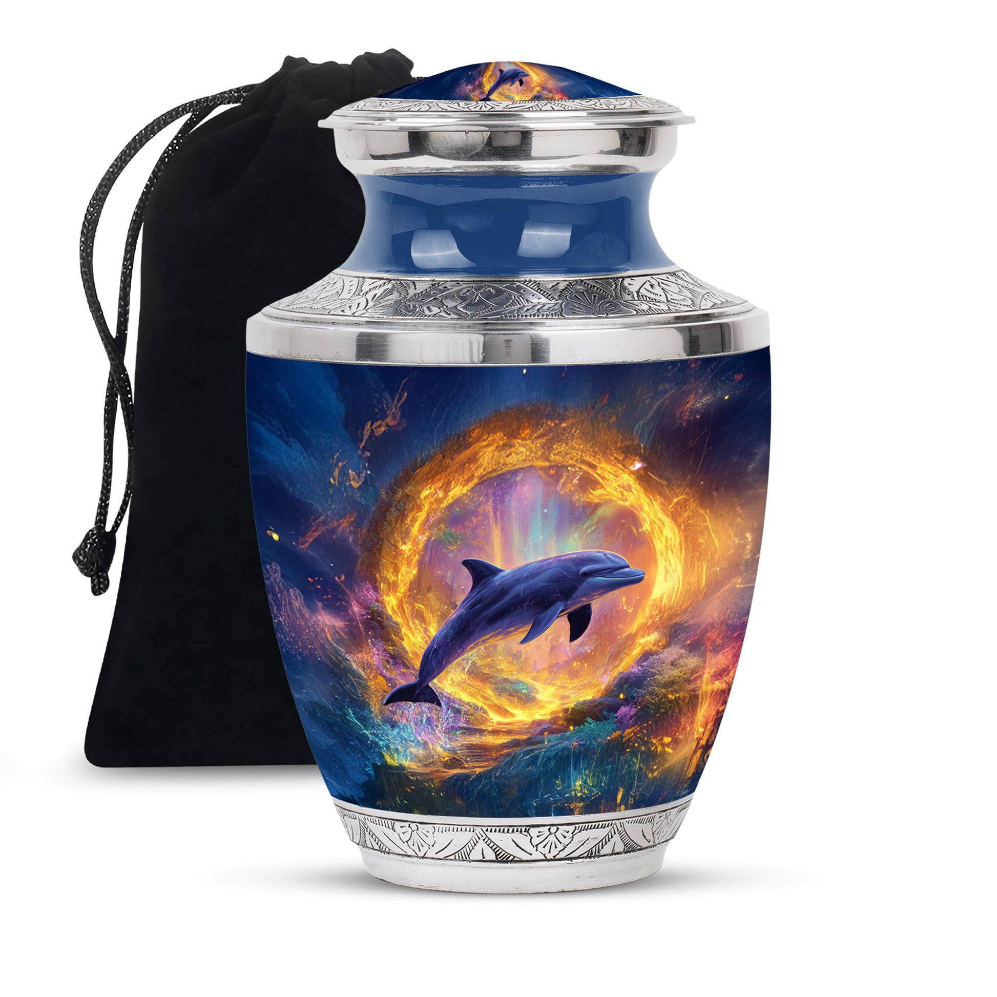 Dolphin Theme Funeral Urn - Beautiful Memorial Urn For Ashes