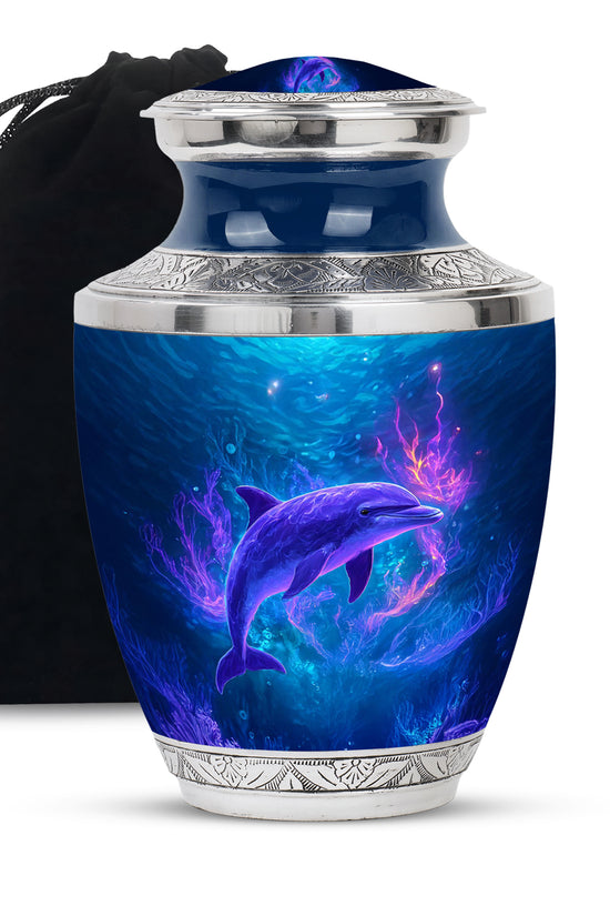 Neon Dolphin Cremation Urn - Fantasy Funeral Urn For Human Ashes