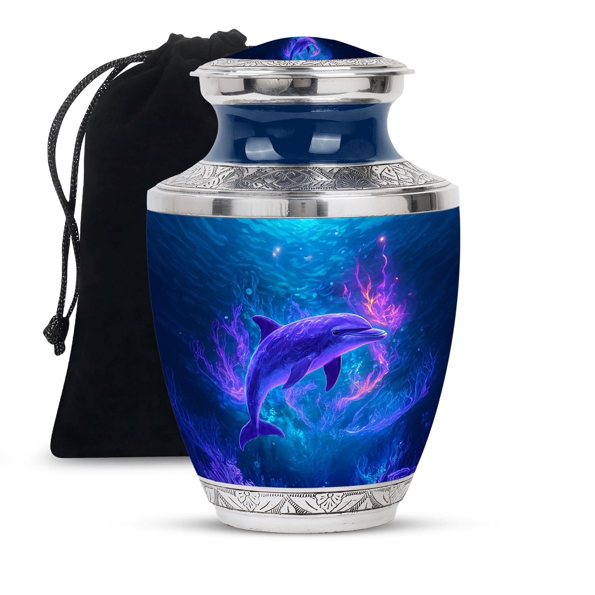 Neon Dolphin Cremation Urn - Fantasy Funeral Urn For Human Ashes