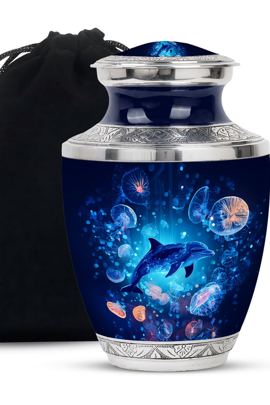 Blue Dolphin Cremation Urn - Ocean Funeral Urn For Loved Ones