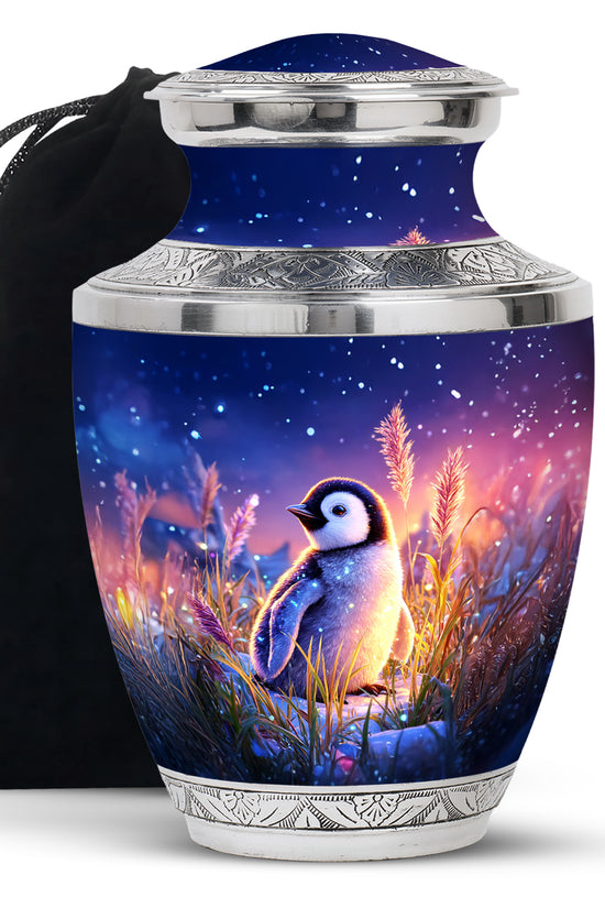 Blue Baby Penguin Urn - Decorative Memorial Urns For Human Ashes