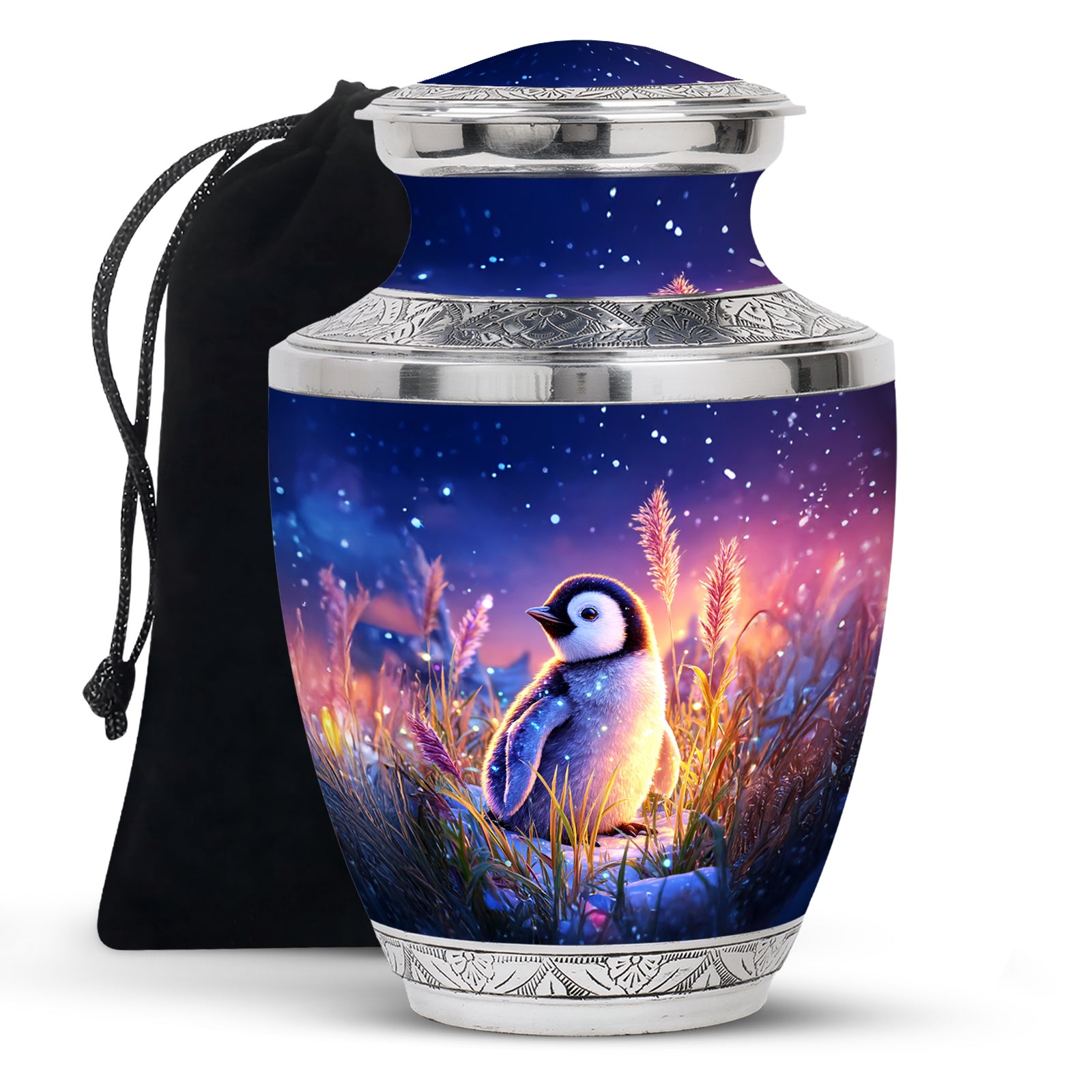 Blue Baby Penguin Urn - Decorative Memorial Urns For Human Ashes