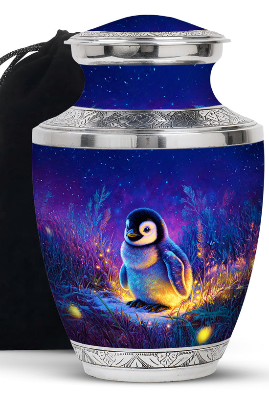 Baby Penguin Night Scenic Urn - Burial Container Urns For Human Ashes