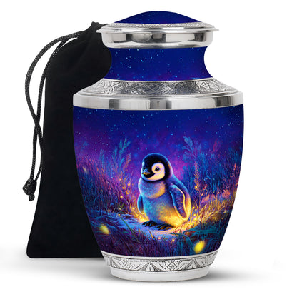 Baby Penguin Night Scenic Urn - Burial Container Urns For Human Ashes