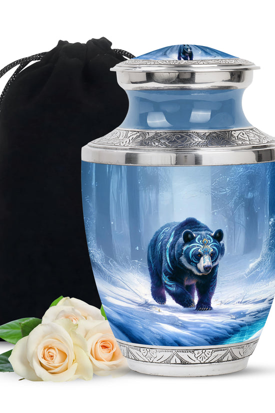 Arctic Bear Cremation Urn - Snow Forest Memorial Urn For Burial