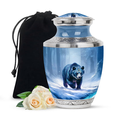 Arctic Bear Cremation Urn - Snow Forest Memorial Urn For Burial