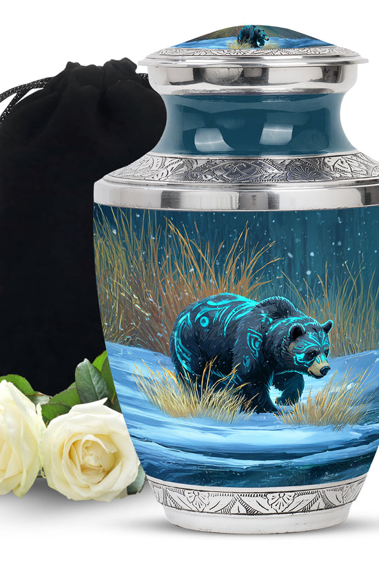 Majestic Snow Bear Funeral Urn - Nature Memorial Urn For Loved Ones