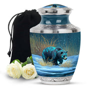 Majestic Snow Bear Funeral Urn - Nature Memorial Urn For Loved Ones