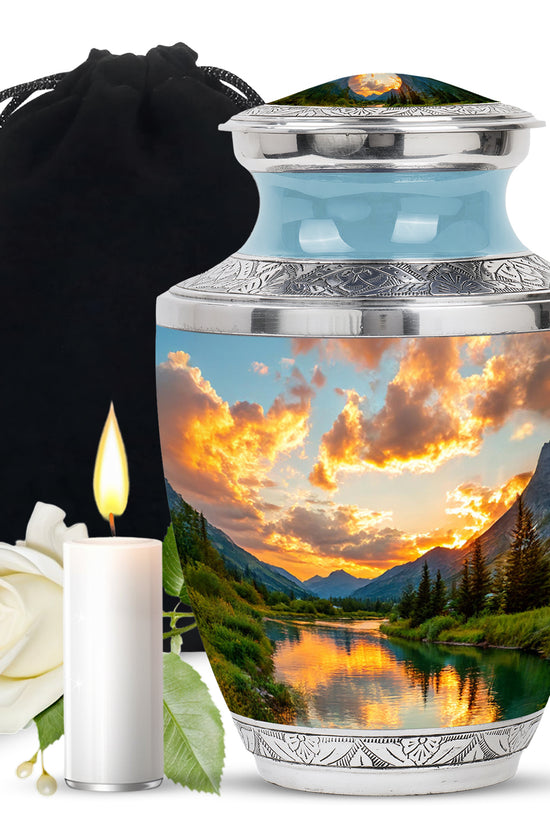 Sunset Lake MemorialUrn - Beautiful Nature Funeral Urn For Loved Ones