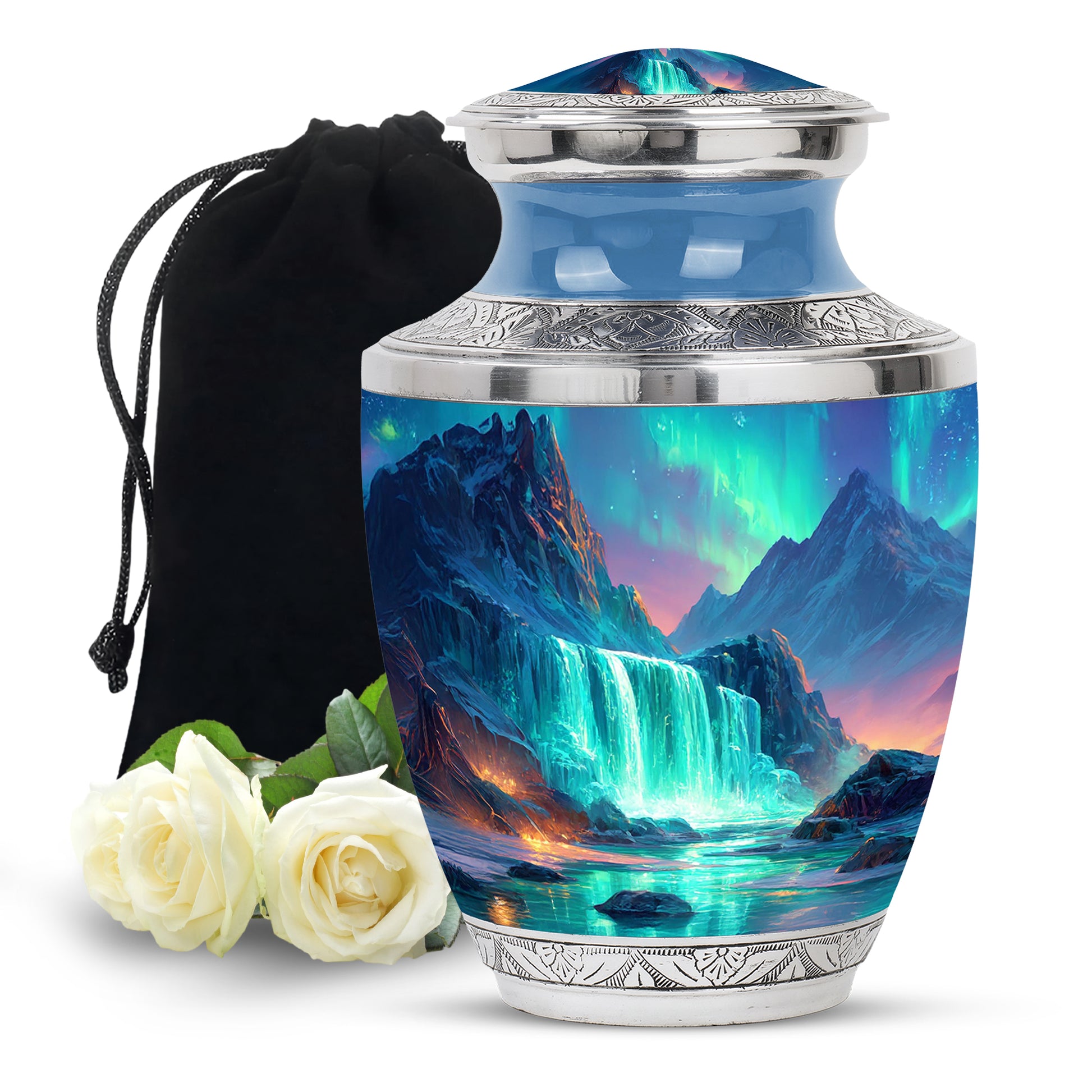 Nature Waterfall Cremation Urn - Beautiful Mountain Urn For Male & Female