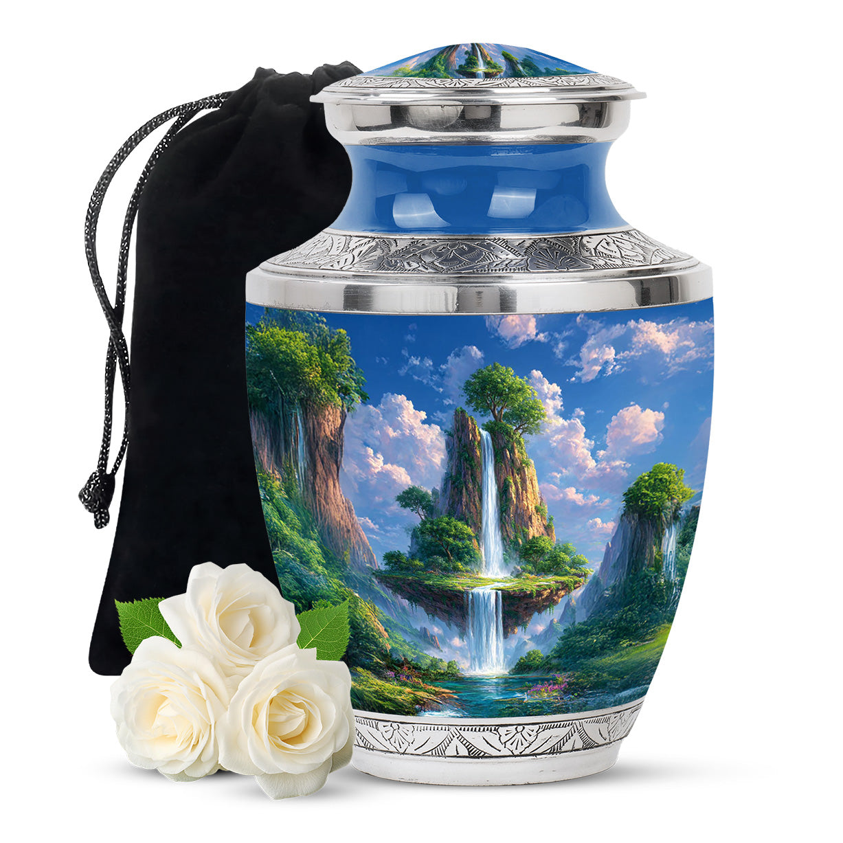 Beautiful Nature Cremation Urn - Floating Island Waterfall Urn For Adult Ashes