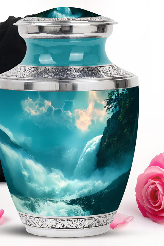 Peaceful Waterfall Cremation Urn - Scenic Memorial Urn For Loved Ones