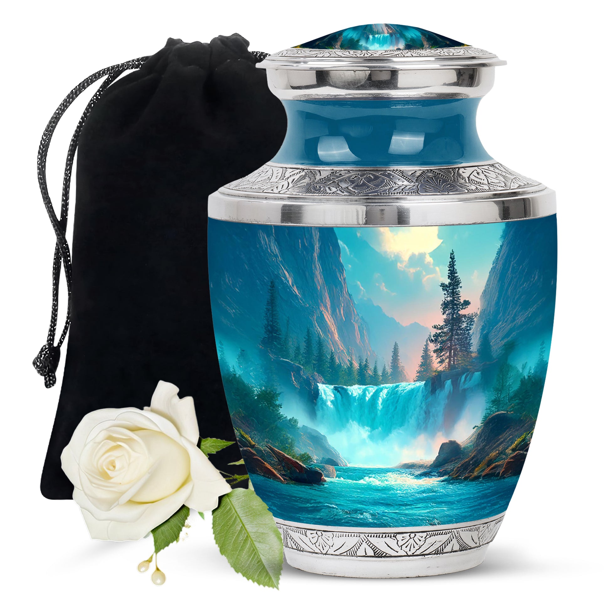 Nature Theme Funeral Urn - Elegant Waterfall Urn For Loved Ones