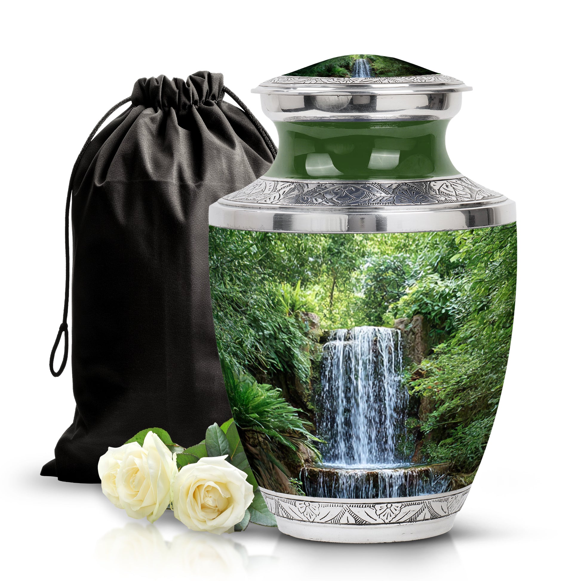 Waterfall Funeral Urn - Forest Nature Cremation Urn For Adult Ashes