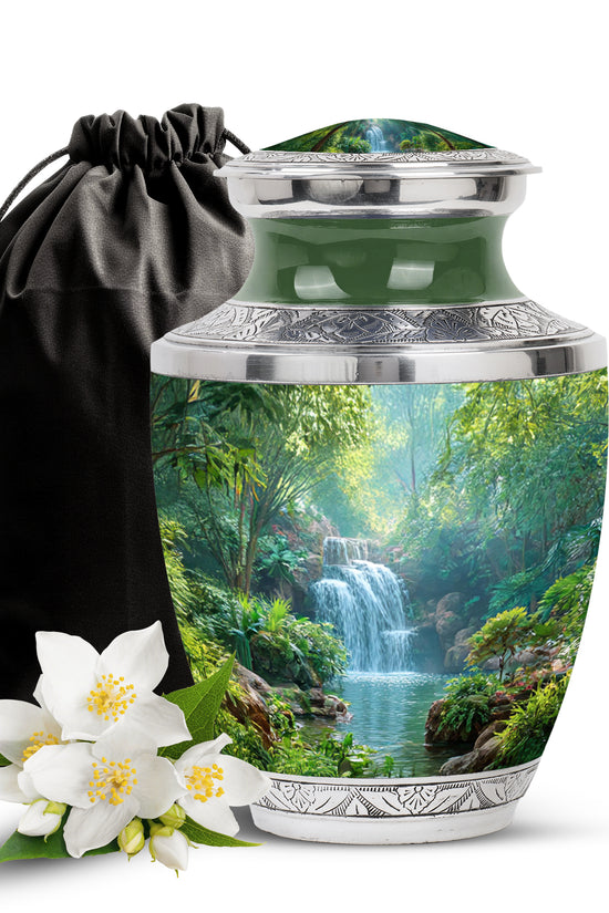 Nature Waterfall Cremation Urn - Peaceful Memorial Urn For Burial