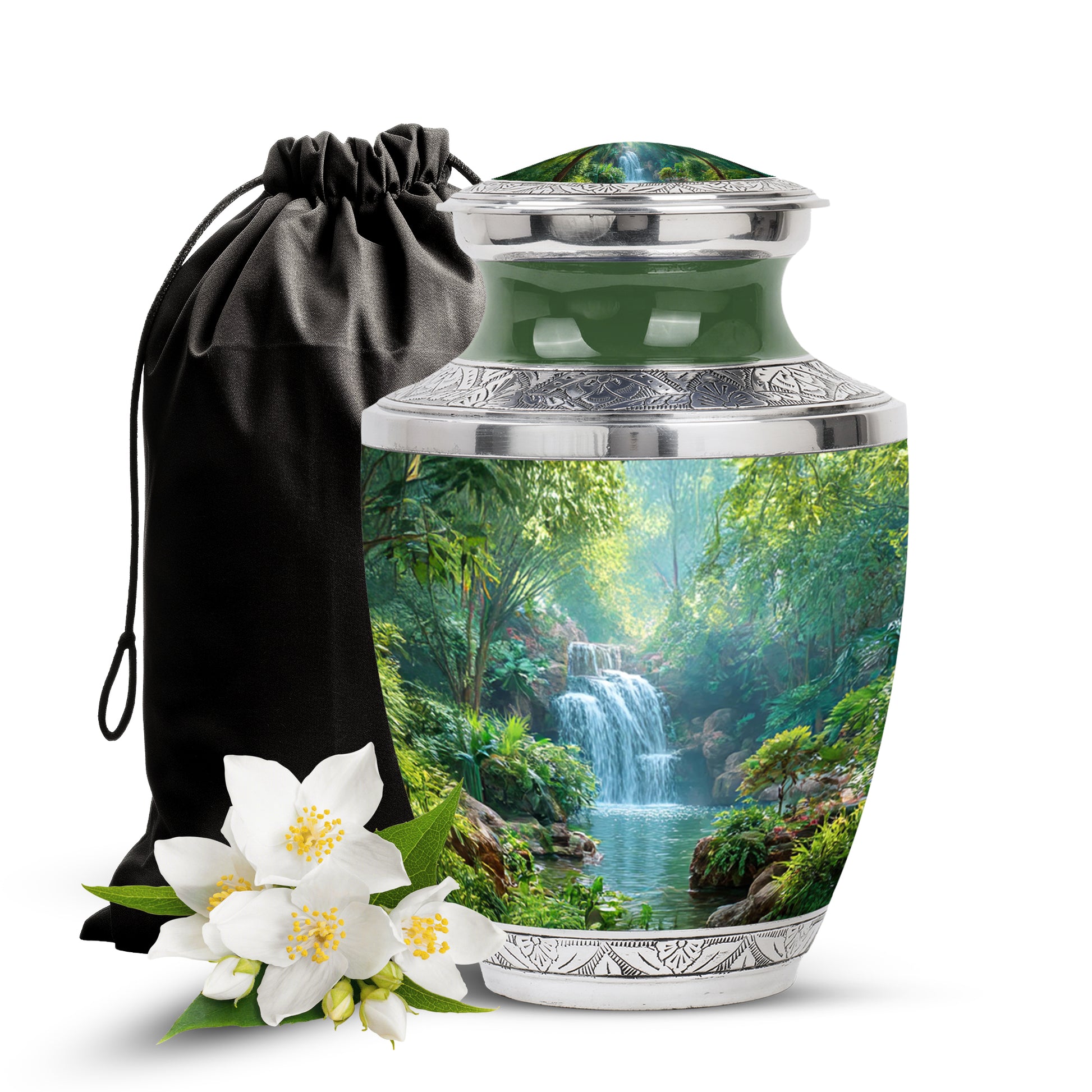 Nature Waterfall Cremation Urn - Peaceful Memorial Urn For Burial