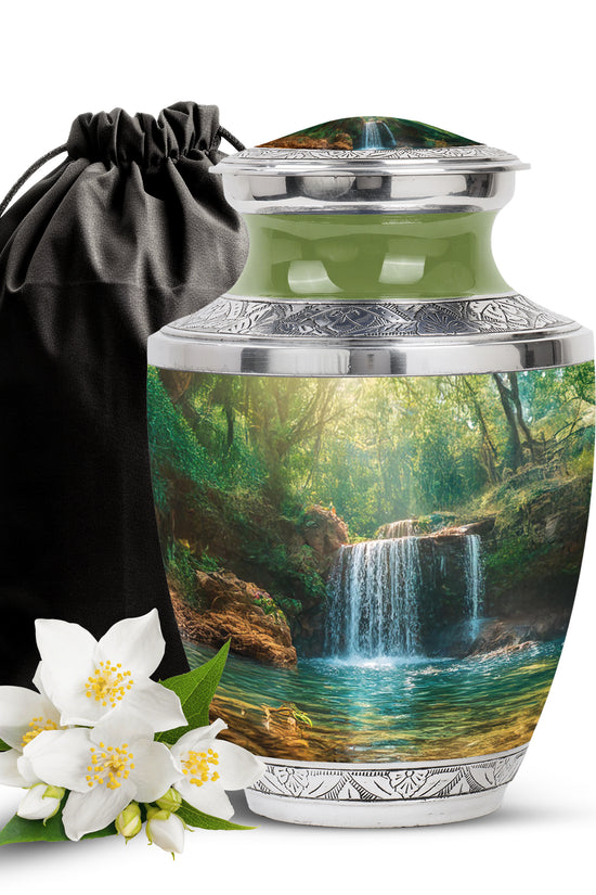 Scenic Waterfall Cremation Urn - Memorial Urn For Male & Female