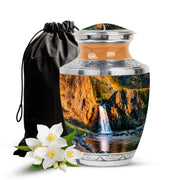Mountain Waterfall Cremation Urn - Funeral Urn For Human Ashes