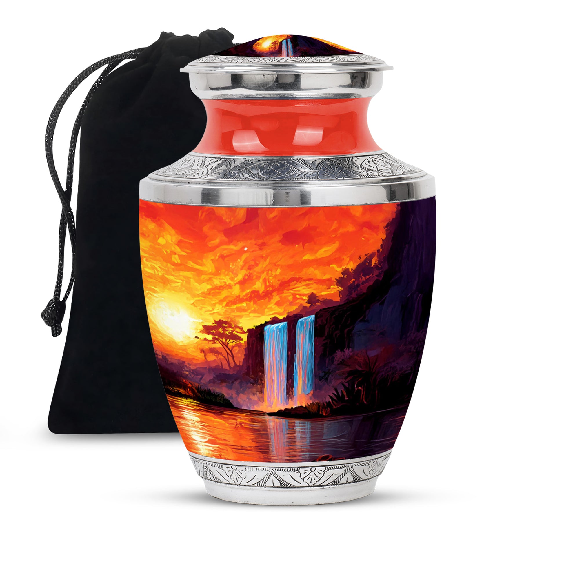 Sunset Waterfall Cremation Urn - Premium Memorial Urn For Human Ashes