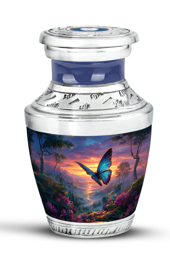 Blue Butterfly Homage Cremation Urns for Human Ashes - 10-inch, 200 cu in - Yatskia