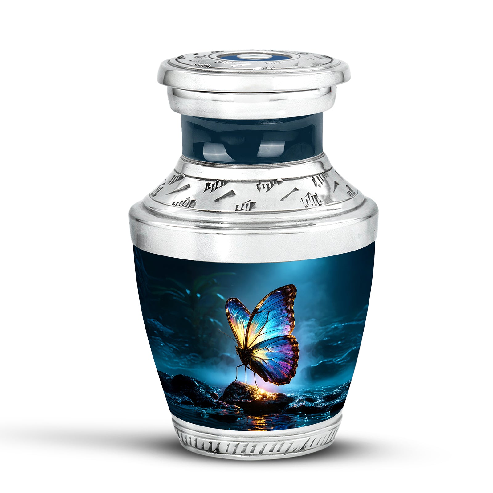 Blue Beloved Butterfly Cremation Urns for Human Ashes - 10-inch, 200 cu in - Yatskia