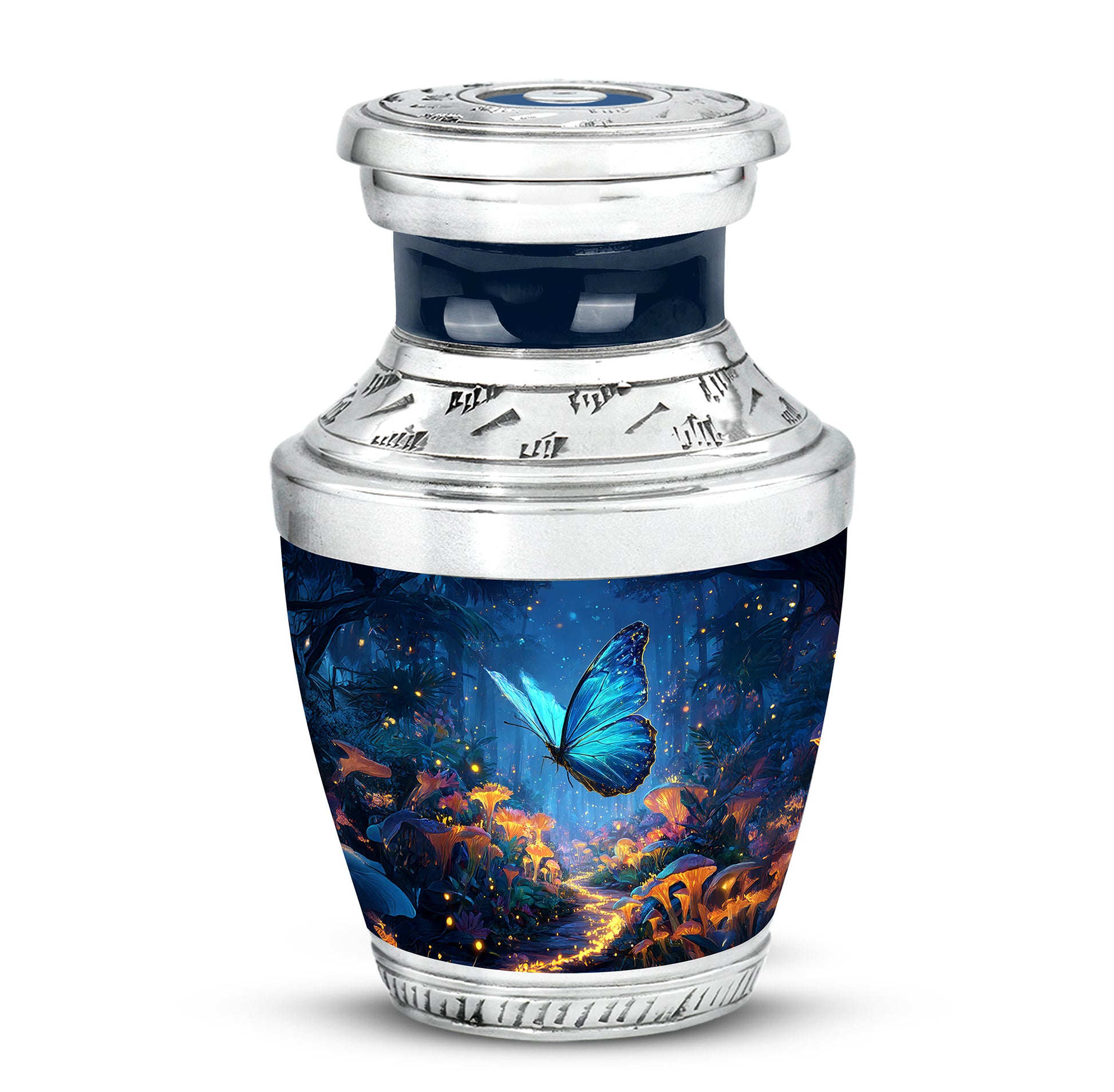 Personalized Magnificent Butterfly Cremation Urns - Blue 10-inch, 200 cu in - Yatskia