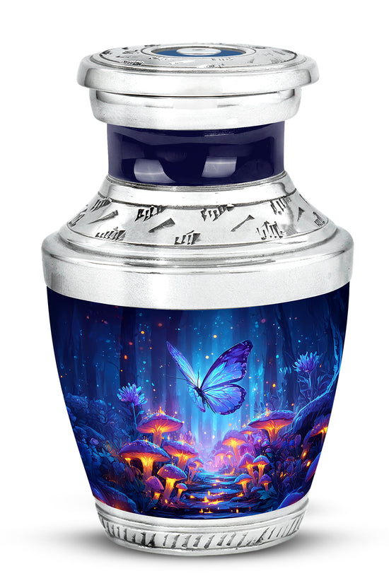 Personalized Blue Steadfast Butterfly Cremation Urns for Human Ashes - 10-inch, 200 cu in - Yatskia