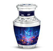 Personalized Blue Steadfast Butterfly Cremation Urns for Human Ashes - 10-inch, 200 cu in - Karyliz