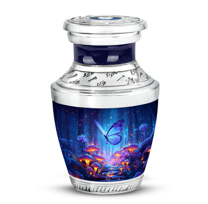 Personalized Blue Steadfast Butterfly Cremation Urns for Human Ashes - 10-inch, 200 cu in - Karyliz