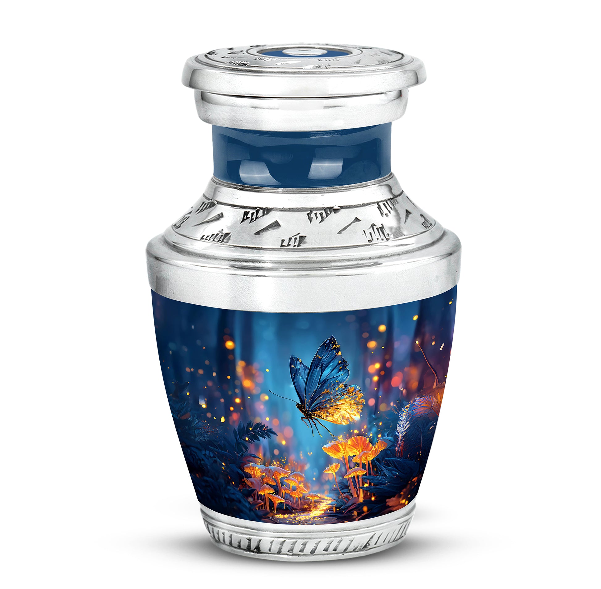 Personalized Elegant Butterfly Cremation Urns - Blue 10-inch, 200 cu in - Yatskia