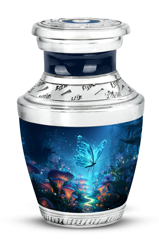 Blue Butterfly Devotion Cremation Urns for Human Ashes - 10-inch, 200 cu in - Yatskia
