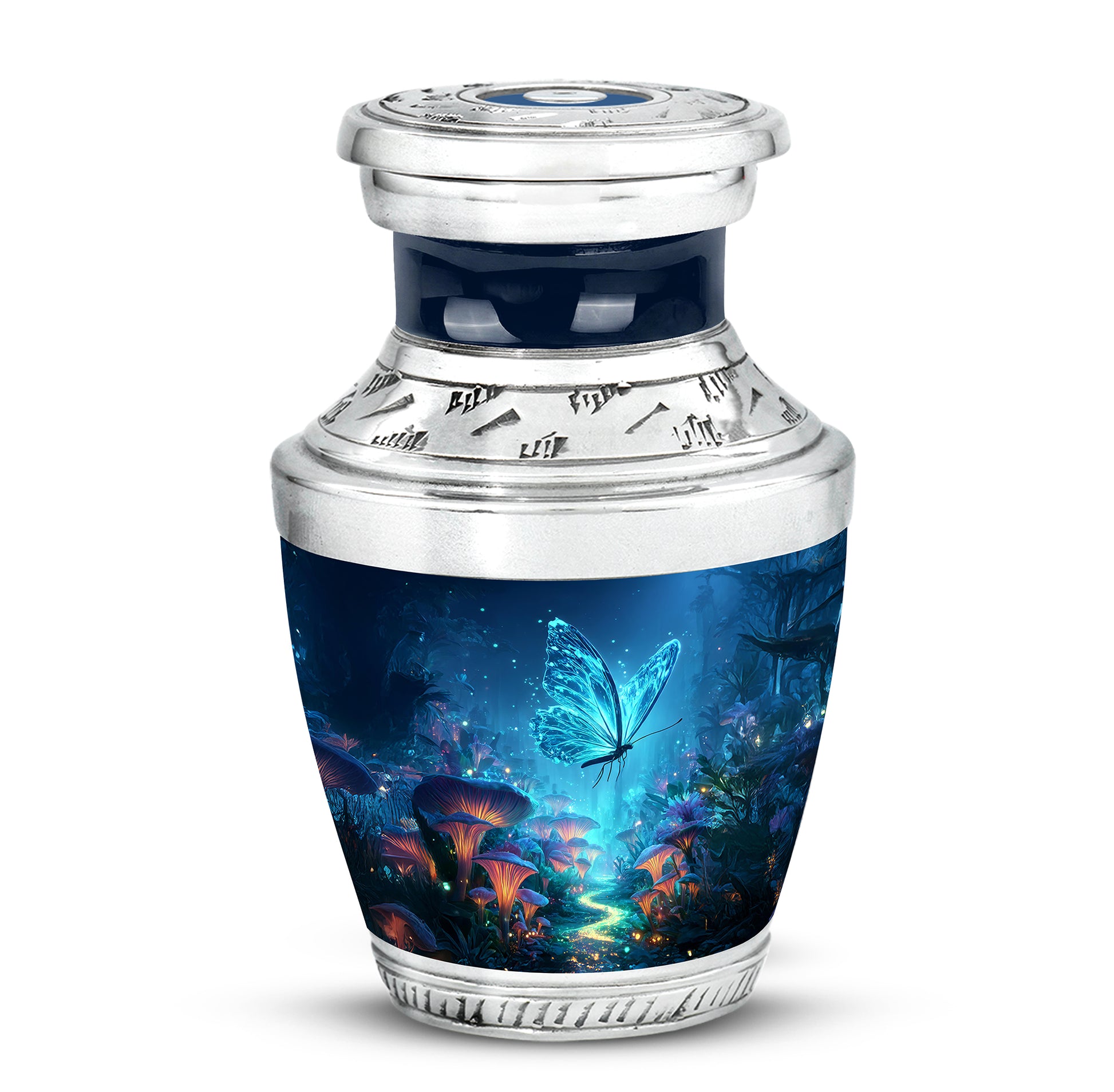 Blue Butterfly Devotion Cremation Urns for Human Ashes - 10-inch, 200 cu in - Yatskia
