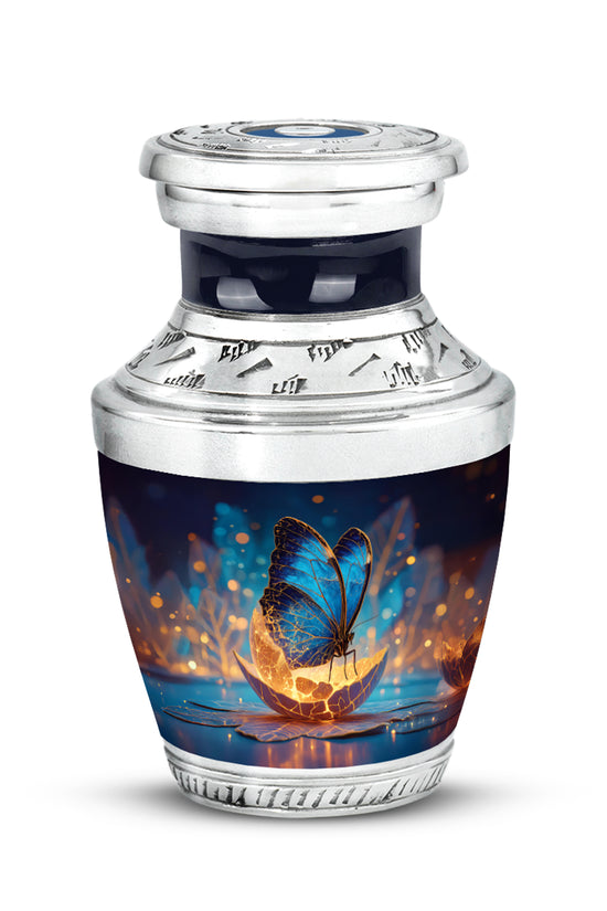 Blue Treasured Butterfly Cremation Urns for Human Ashes - 10-inch, 200 cu in - Yatskia