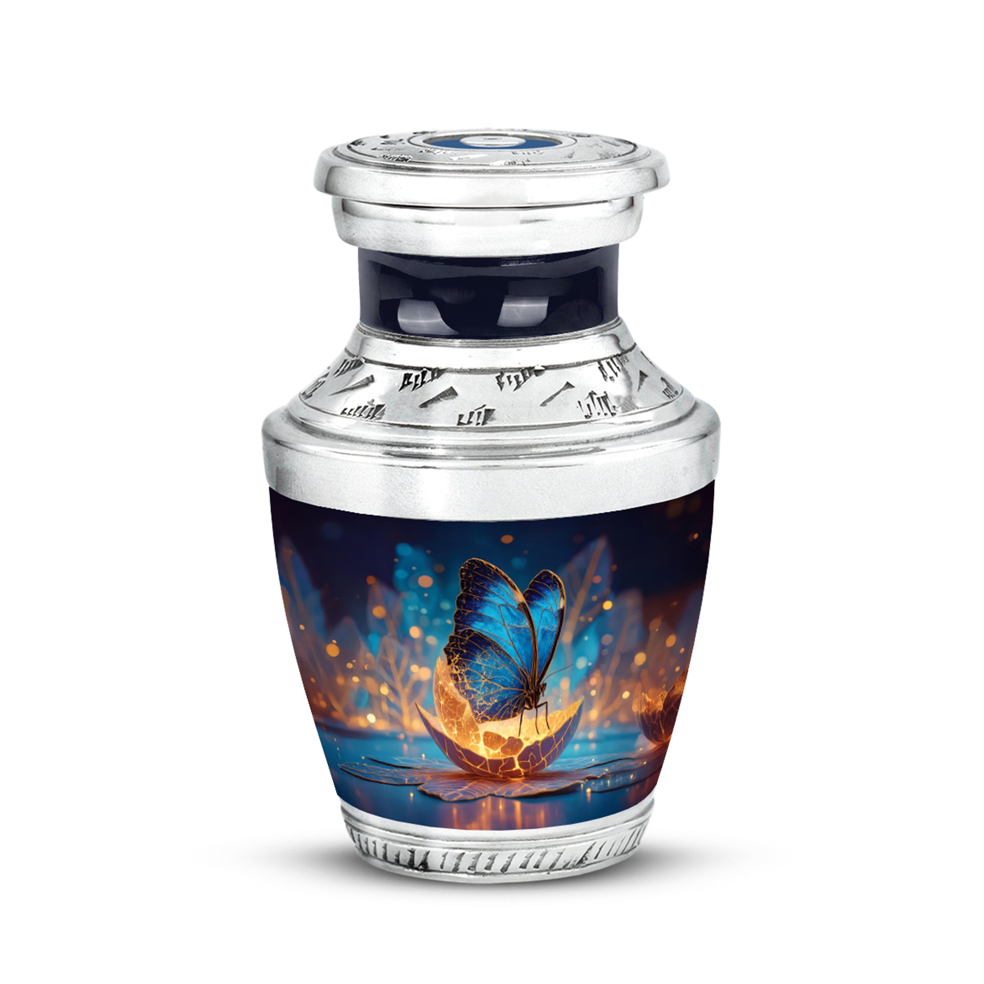 Blue Treasured Butterfly Cremation Urns for Human Ashes - 10-inch, 200 cu in - Yatskia