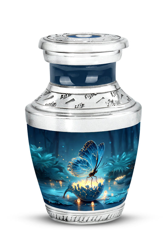 Ethereal Butterfly Memorial Cremation Urns - Blue 10-inch, 200 cu in - Yatskia
