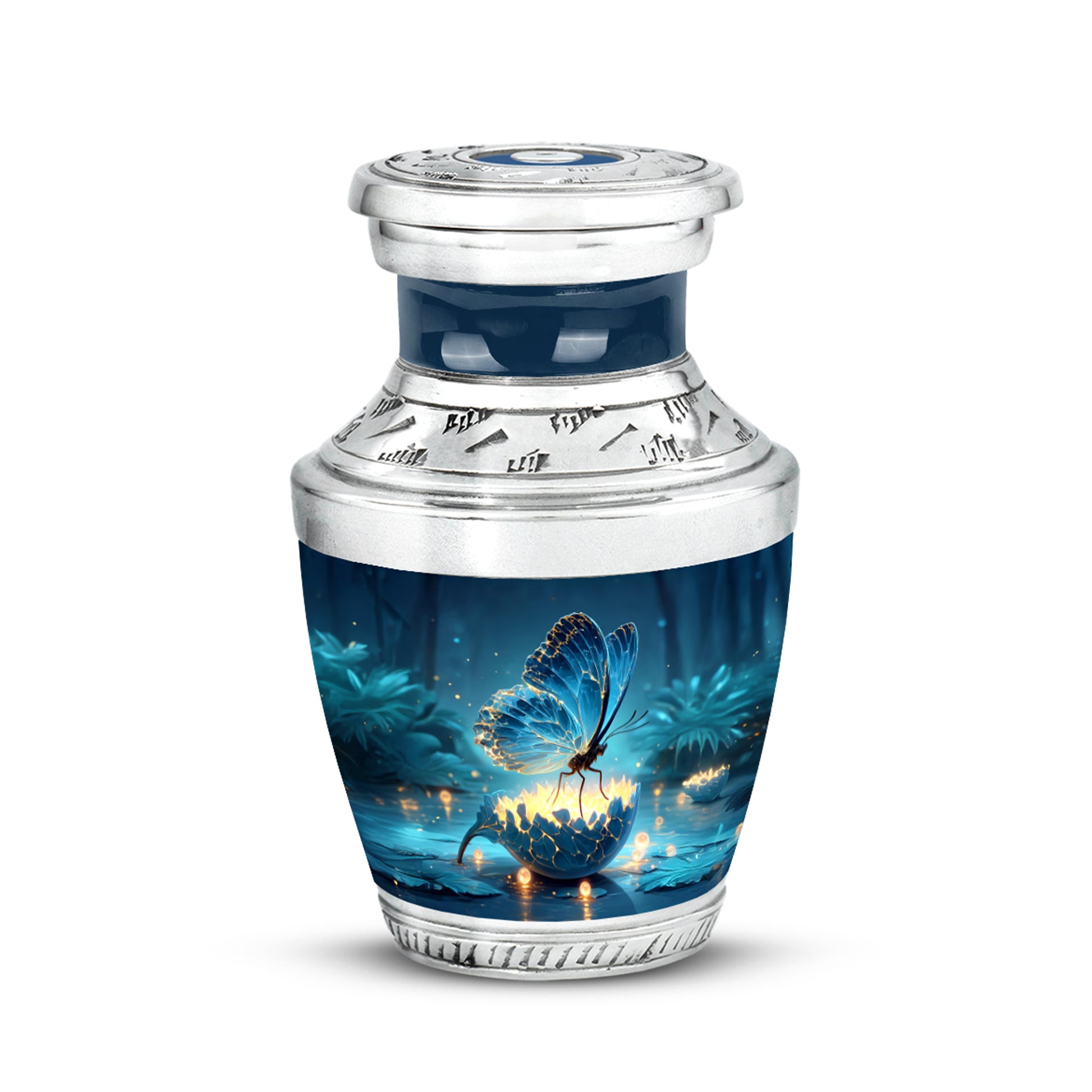 Ethereal Butterfly Memorial Cremation Urns - Blue 10-inch, 200 cu in - Yatskia