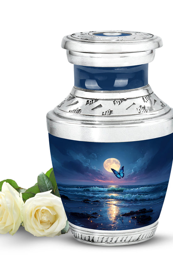 Personalized Blue Heavenly Butterfly Cremation Urns for Human Ashes - 10-inch, 200 cu in - Yatskia