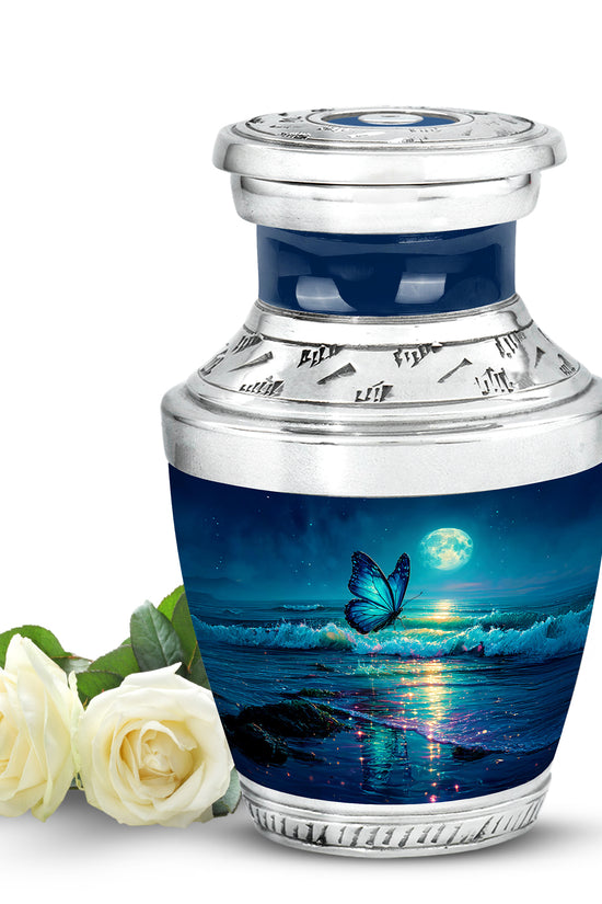 Radiant Butterfly Memorial Cremation Urns - Blue 10-inch, 200 cu in - Yatskia