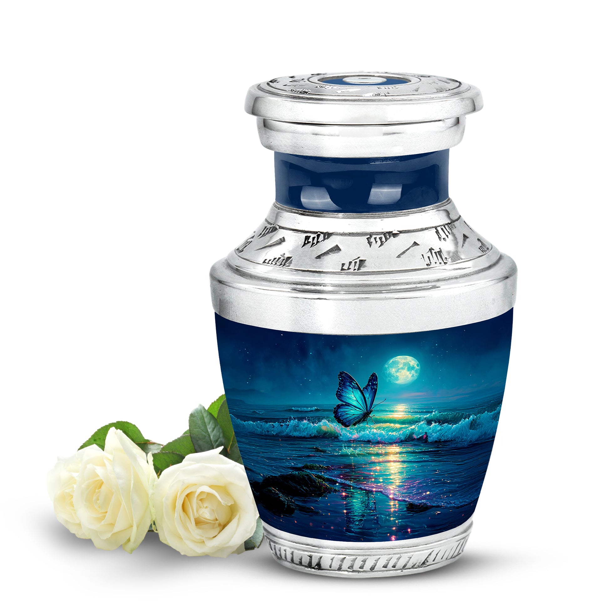 Radiant Butterfly Memorial Cremation Urns - Blue 10-inch, 200 cu in - Yatskia