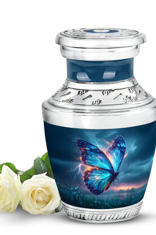 Blue Venerable Butterfly Cremation Urns for Human Ashes - 10-inch, 200 cu in - Yatskia