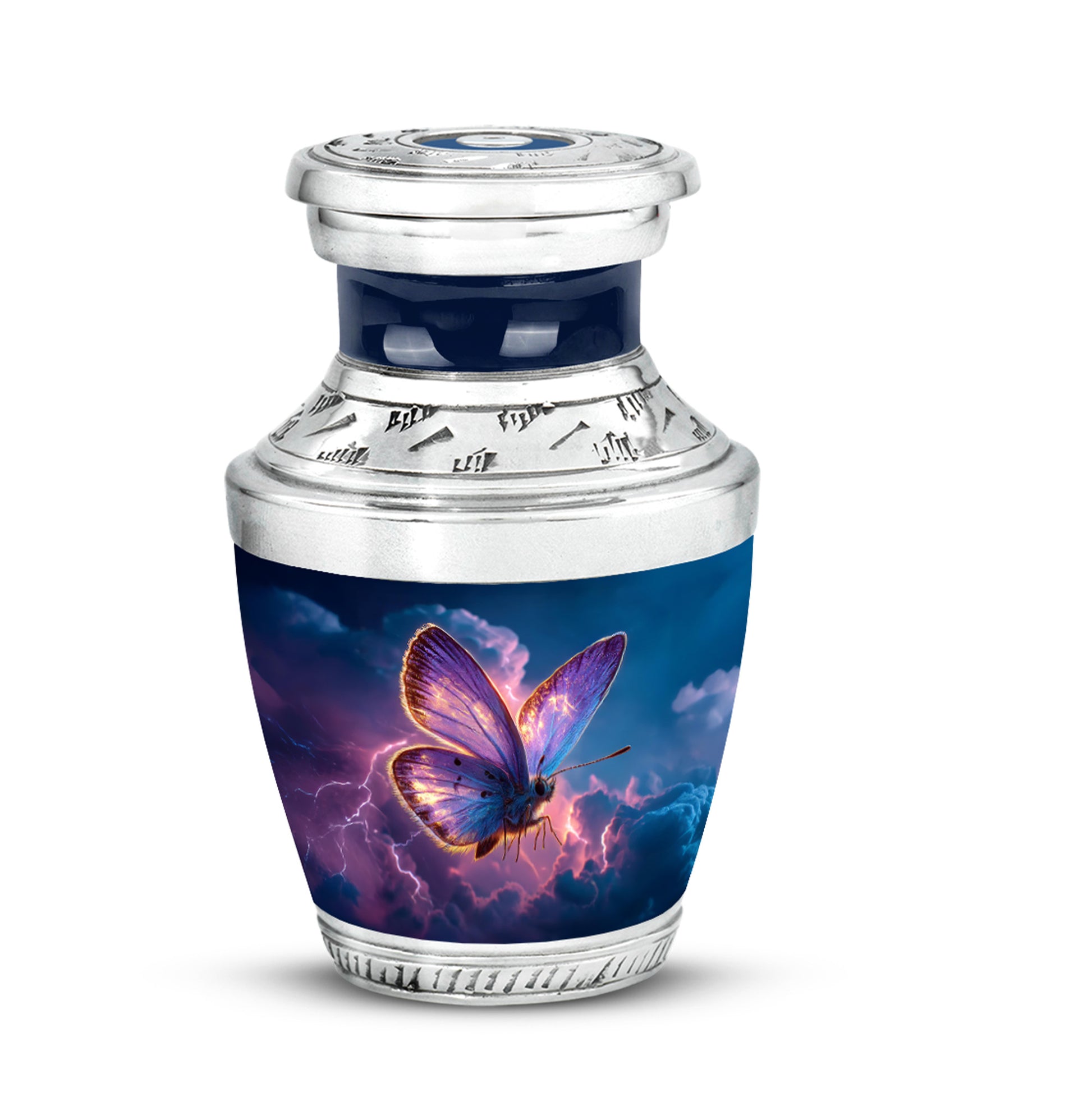 Blue Butterfly Cremation Urns - Imperial Promise 10-inch, 200 cu in - Yatskia