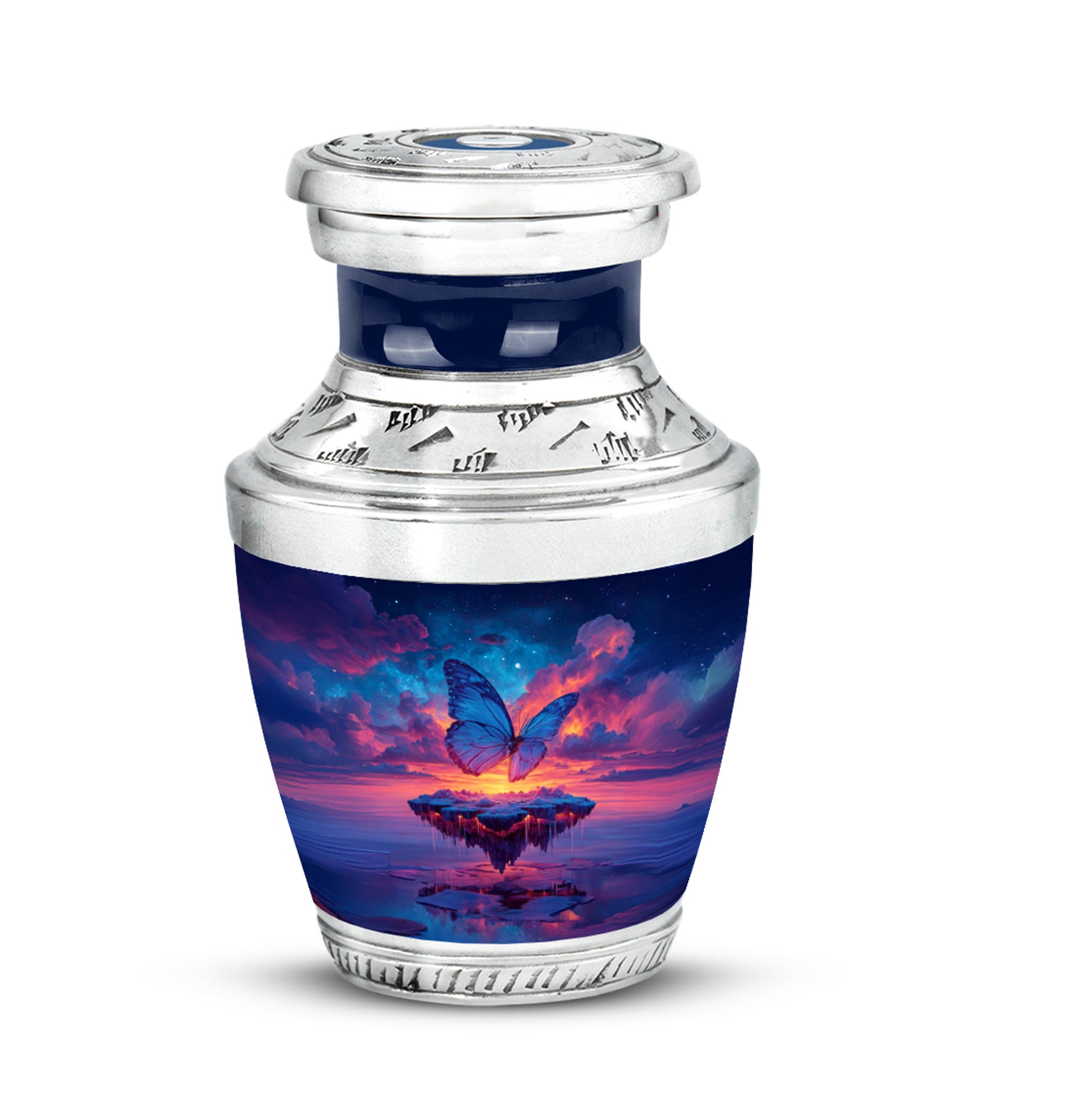 Blue Butterfly Keepsake Cremation Urns for Human Ashes - 10-inch, 200 cu in - Yatskia